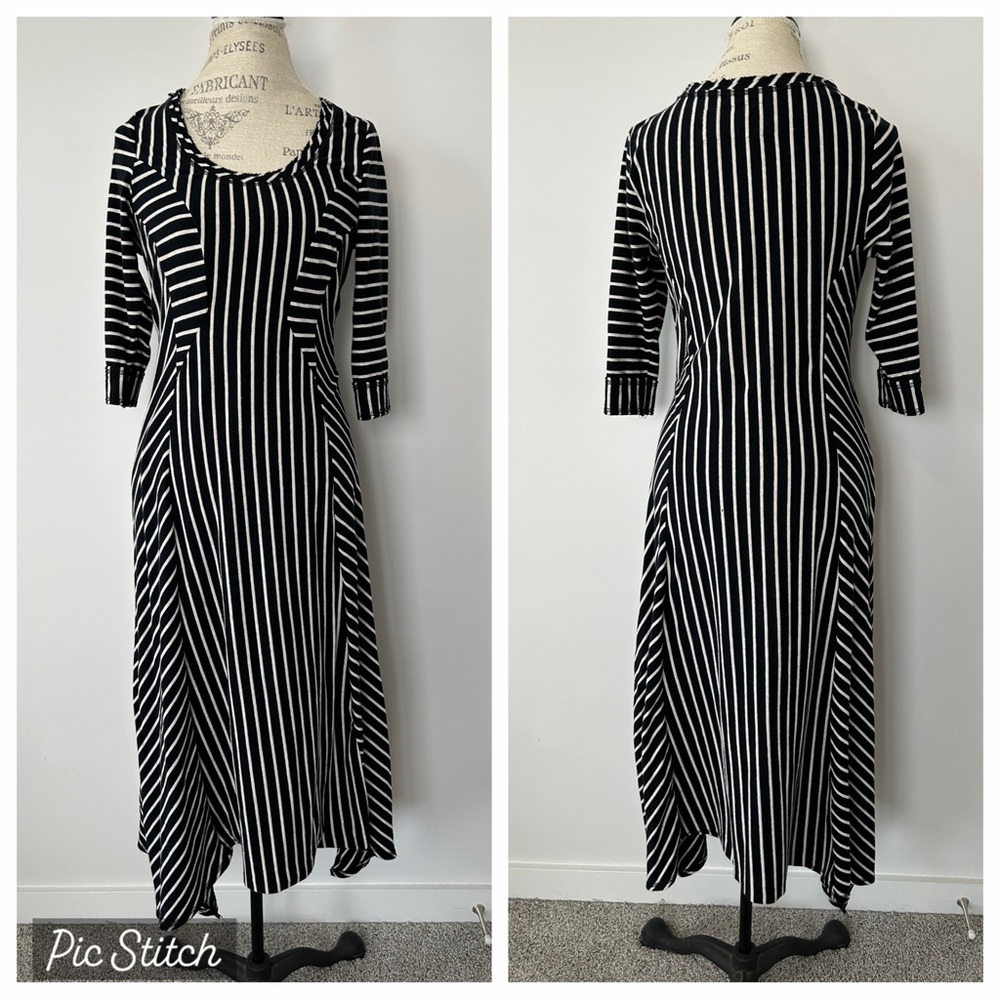 Saturday Sunday, Black and White Striped Midi Dress